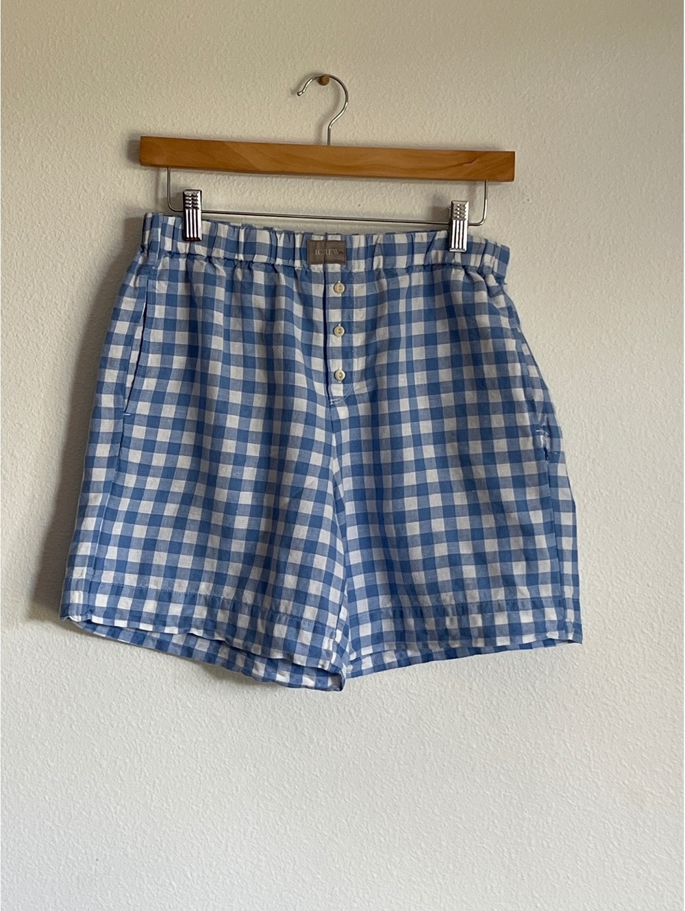 J.Crew Blue and White Checkered Boxer Shorts Size S